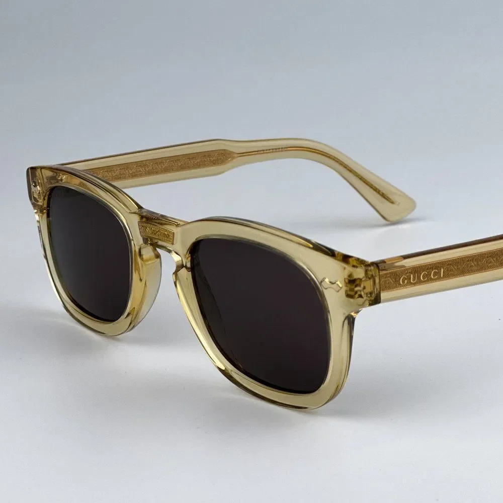NEW Gucci GG0182S 006 Transparent Brown Square Unisex Sunglasses GG 0182S